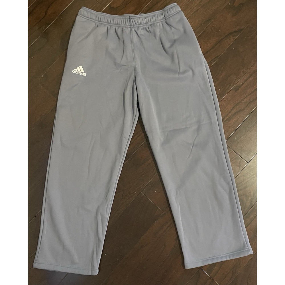 Adidas Sweatpants Mens Lg Gray Climawarm Fleece Lined Athletic Pants Streetwear